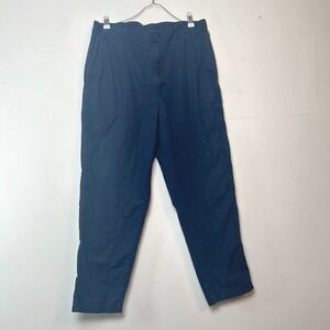 Uniqlo Linen Cotten Blend Relaxed Tapered Pants Navy Blue Elastic Waist Medium